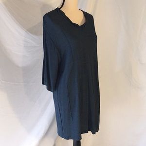 Long Dark Teal Shear Tunic Blouse Size Large